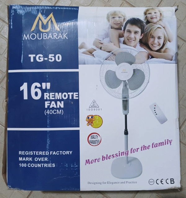 Ventilateur sur pied Moubarak 16 pouces (40 cm) — puissant, élégant et pratique, avec télécommande pour un confort optimal. Chez Ets Saley et Fils – Image 2